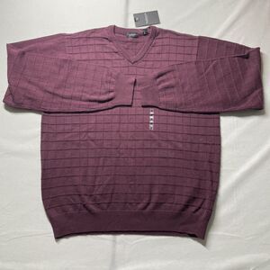 NWT Van Heusen Men's Wine Purple Grid Pattern Sweater Size XL